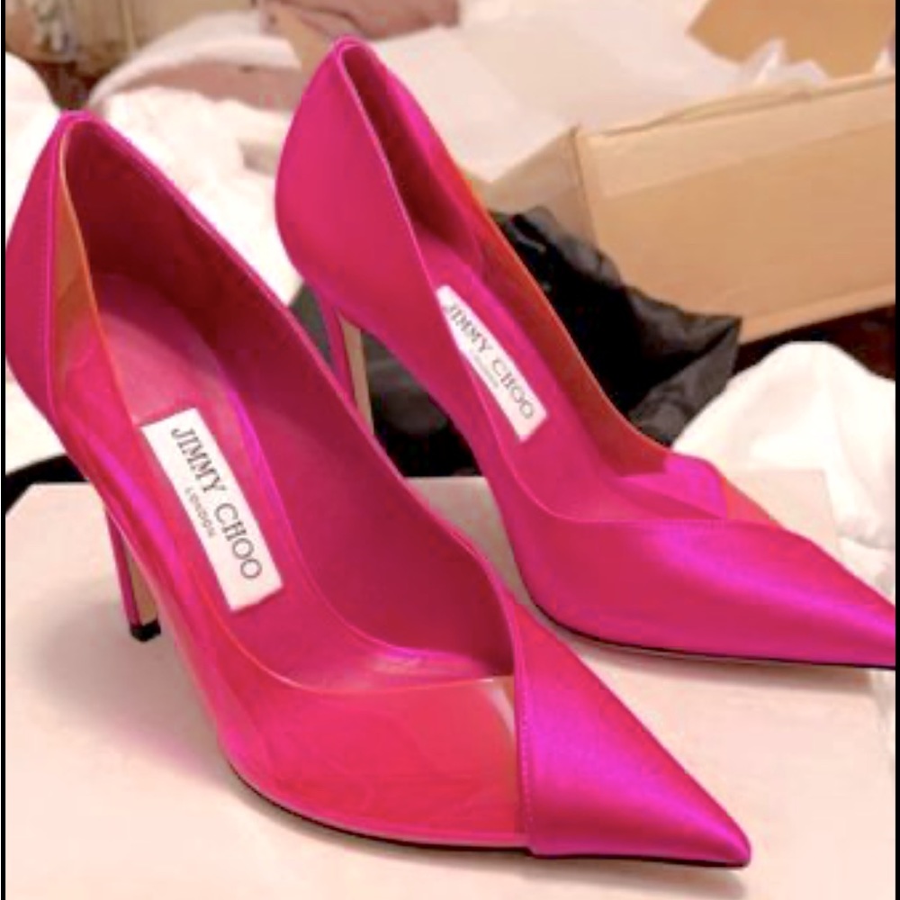 Jimmy Choo size 6 -Cass 110 Satin paneled pumps (originally $825)